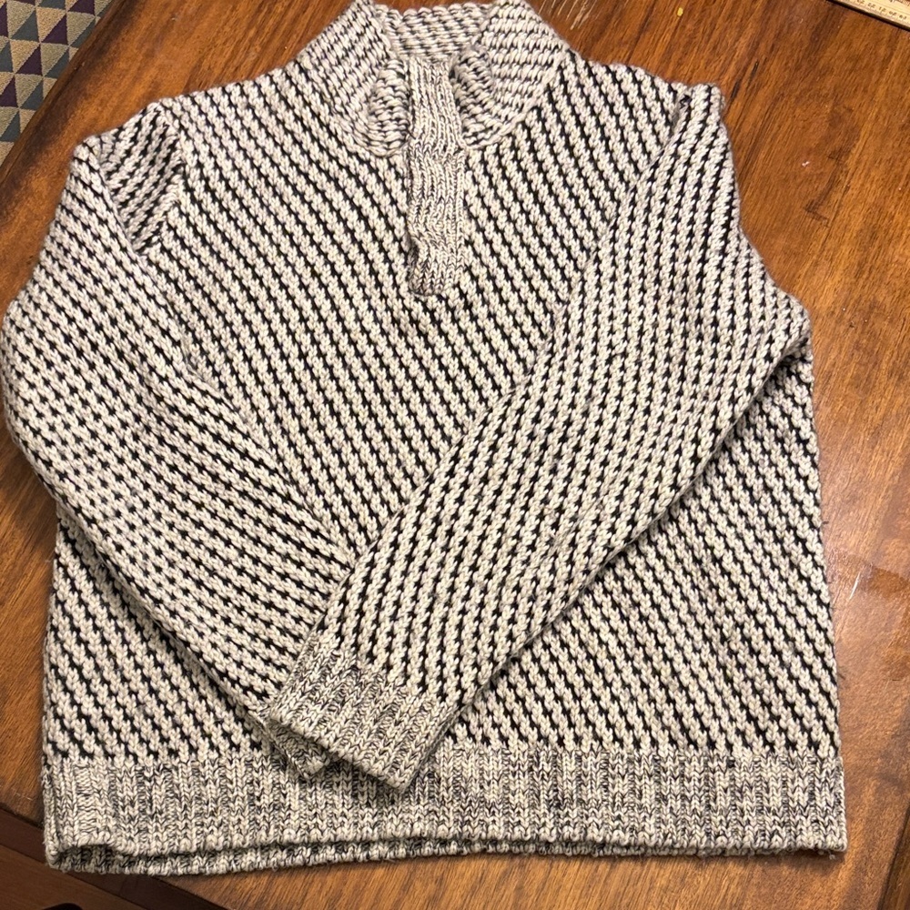 Calvin Klein CK Womens Vtg Cable Knit 1/4 Button Mohair Wool Blend Sweater Sz XL